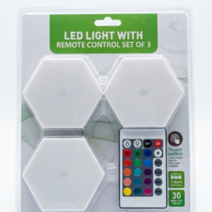Set X 3 Luces Led Rgb Hexagonal Pared + Control Remoto