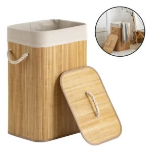 Cesto Para Ropa Sucia De Bambú Tamaño Grande Con Tapa Suono