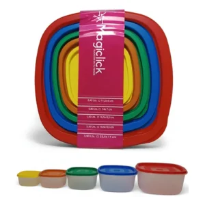 Juego De 5 Tupper Hermeticos Apilables Y De Alta Calidad Color Multicolor