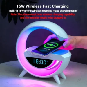 Parlante Bluetooth G Rgb Velador Led Cargador Inalámbrico Reloj 6en1