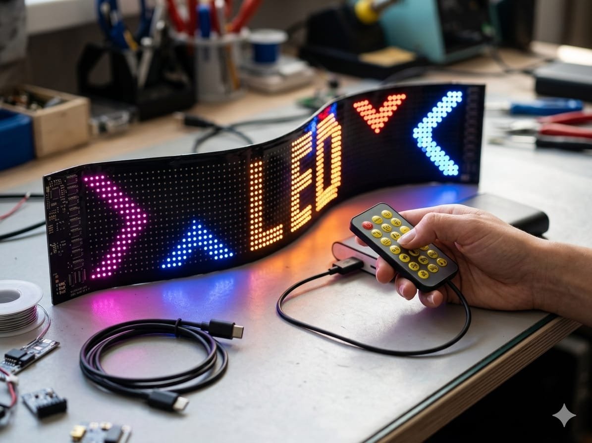 PANTALLA LED RGB FLEXIBLE PROGRAMABLE 20x64